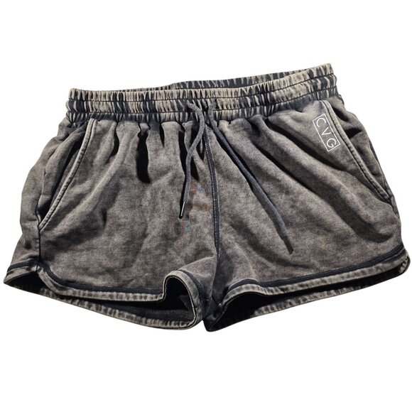 CVG Womens Washed Black sweat Shorts L Cotton/Polyester Blend Drawstring Pockets - Picture 1 of 7